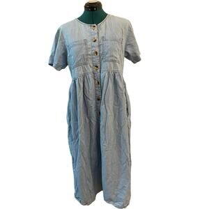 VTG Timeless Ticket Denim Light Wash Denim Midi Dress Cottagecore Size 6 USA